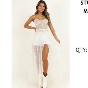 ShowPo STUNNING VIEW BODICE MAXI DRESS IN WHITE MESH - BRAND NEW
